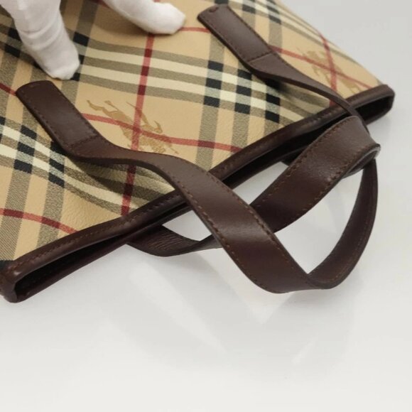 BURBERRY Nova Check Hand Bag PVC Beige Auth 121465 - Picture 7 of 16